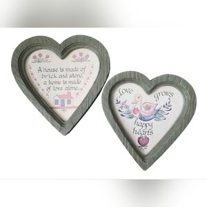 Vintage Homco Heart Shaped Wall Decor Love Grows Farmhouse Country Framed